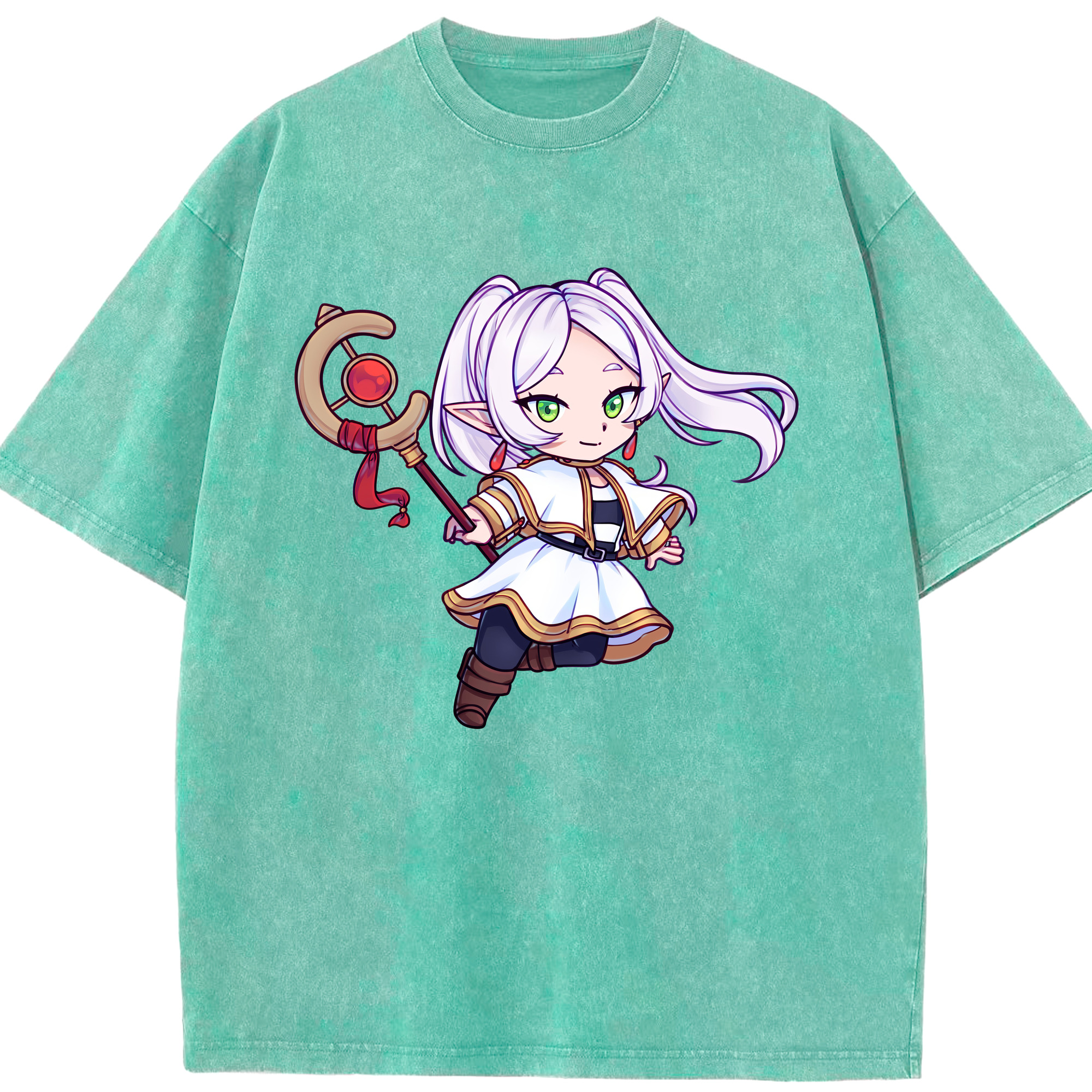 （画像用） 葬送のフリーレン Frieren 綿100% ヴィンテージ風 半袖Tシャツ（フロントプリント）